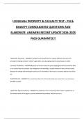 LOUISIANA PROPERTY & CASUALTY TEST - PSI & EXAM FY CONSOLIDATED QUESTIONS AND  ELABORATE  ANSWERS RECENT UPDATE 2024-2025 PASS GUARANTEE&excl;&excl;