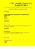  CIPS L4M2 DEFINING BUSINESS NEED QUESTIONS AND ANSWERS 2024