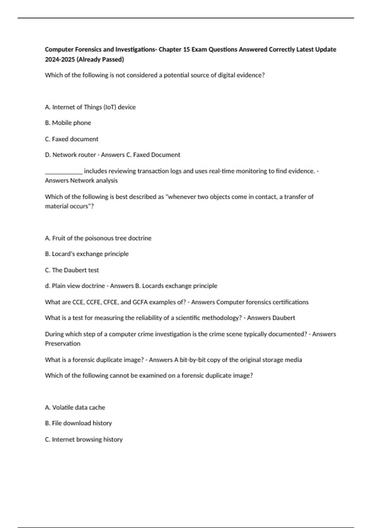 Computer Forensics and Investigations- Chapter 15 Exam Questions ...
