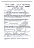 INDIANA LIFE & HEALTH INSURANCE EXAM STUDY GUIDE QUESTIONS AND ANSWERS 2025
