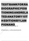Test bank for radiographic positioning and related anatomy 10th edition by lampignano