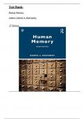 Test Bank For Human Memory 4th Edition by Gabriel Radvansky &vert; All Chapter 1-18&vert; Newest Edition 