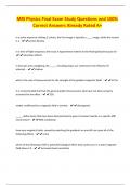 MRI Physics Final Exam Study Questions and 100&percnt; Correct Answers Already Rated A&plus;