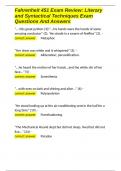 Fahrenheit 451 Exam Review&colon; Literary and Syntactical Techniques Exam Questions And Answers 