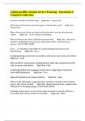 California RBS Alcohol Server Training - Questions & Complete Solutions