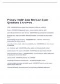 Primary Health Care Revision Exam Questions & Answers