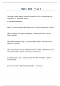 ENGL 101 - Test 2 Questions answers latest update