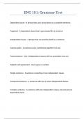 ENG 101 Grammar Test Questions answers latest update