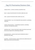 Eng 101 Punctuation&Sentence Quiz Questions answers latest update