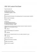 CSE 1321 Lecture Final Exam&lowbar;Questions with Explanations of Answers Latest Update 2025 &sol; 2026