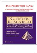 COMPLETE TEST BANK&colon; For Nursing Research 11th Edition by Denise Polit&semi; Cheryl Becky&comma; Chapter 1-33&colon; &vert; ISBN NO- &vert; ISBN-&vert;&vert; A&plus; guide