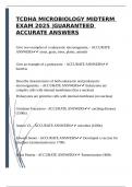 TCDHA MICROBIOLOGY MIDTERM EXAM 2025 &vert;GUARANTEED ACCURATE ANSWERS