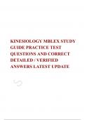 KINESIOLOGY MBLEX STUDY GUIDE PRACTICE TEST QUESTIONS AND CORRECT DETAILED &sol; VERIFIED ANSWERS LATEST UPDATE