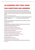 JB LEARNING&colon; EMT FINAL EXAM 2024 QUESTIONS AND ANSWERS 