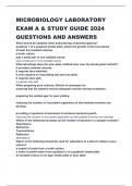 MICROBIOLOGY LABORATORY EXAM A & STUDY GUIDE 2024 QUESTIONS AND ANSWERS 
