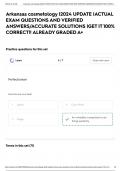 Arkansas cosmetology &vert;2024 UPDATE &vert;ACTUAL EXAM QUESTIONS AND VERIFIED ANSWERS&sol;ACCURATE SOLUTIONS &vert;GET IT 100&percnt; CORRECT&excl;&excl; ALREADY GRADED A&plus;