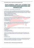 TEXAS GENERAL LINES LIFE&comma; ACCIDENT AND HEALTH INSURANCE EXAM QUESTIONS AND ANSWERS 2025