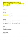 Fahrenheit to Celsius vs Celsius to Fahrenheit Exam Questions And Answers Latest Update 