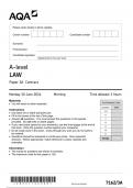 AQA A-level LAW Paper 3A JUNE 2024 QUESTION PAPER&colon; Contract