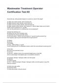 Wastewater Treatment Operator Certification Test &num;2 QUESTIONS AND CORRECT DETAILED ANSWERS WITH RATIONALES 2025&sol;2026 &lpar;VERIFIED ANSWERS&rpar; &vert;ALREADY GRADED A&plus;