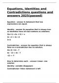 Equations&comma; Identities and Contradictions questions and answers 2025&lpar;passed&rpar;