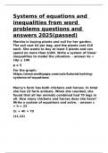 Systems of equations and inequalities from word problems questions and answers 2025&lpar;passed&rpar;