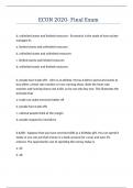 ECON 2020- Final Exam Questions answers latest update