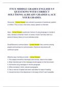 FTCE MIDDLE GRADES ENGLISH 5-9 QUESTIONS WITH CORRECT  SOLUTIONS&vert; ALREADY GRADED A&vert; ACE  YOUR GRADES&period;