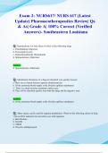 Exam 2&colon; NURS617&sol; NURS 617 &lpar;Latest 2024&sol; 2025 Update&rpar; Pharmacotherapeutics Review&vert; Qs & As&vert; Grade A&vert; 100&percnt; Correct &lpar;Verified Answers&rpar;- Southeastern Louisiana