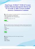 Final Exam&colon; NURS617&sol; NURS 617 &lpar;Latest 2024&sol; 2025 Update&rpar; Pharmacotherapeutics Review&vert; Qs & As&vert; Grade A&vert; 100&percnt; Correct &lpar;Verified Answers&rpar;- Southeastern Louisiana