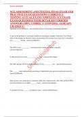 NCE ASSESSMENT AND TESTING FINAL EXAM AND PRACTICE EXAM QUESTIONS CURRENTLY TESTING ACTUAL EXAM COMPLETE ACCURATE EXAM QUESTIONS WITH DETAILED VERIFIED ANSWERS &lpar;100&percnt; CORRECT ANSWERS&rpar; &sol;ALREADY GRADED A&plus;