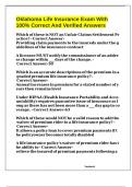 Oklahoma Life Insurance Exam With 100&percnt; Correct And Verified Answers