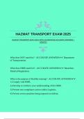 HAZMAT TRANSPORT EXAM 2025 WITH GUARANTEED ACCURATE ANSWERS &vert;VERIFIED