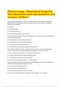  Pharmacology - Respiratory Drugs Pre Test Questions&vert; exam test questions and answers verified &plus;