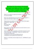 Test Bank for Investment Strategies&comma;  Principles and Different Sites with Risks  Taken Exam Complete Questions with  Correct Answers A&plus; GRADED