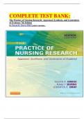 COMPLETE TEST BANK&colon; The Practice of Nursing Research&colon; Appraisal&comma; Synthesis&comma; and Generation of Evidence 7th Edition by Susan K&period; Grove PhD Latest version&period;  &Tab; 
