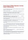Texas Class D Water Operator License Exam TCEQ Newest