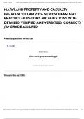 MARYLAND PROPERTY AND CASUALTY INSURANCE EXAM 2024 NEWEST EXAM AND PRACTICE QUESTIONS 300 QUESTIONS WITH DETAILED VERIFIED ANSWERS &lpar;100&percnt; CORRECT&rpar; &sol;A&plus; GRADE ASSURED