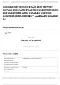 ACEABLE DRIVERS ED EXAM 2024 NEWEST ACTUAL EXAM AND PRACTICE QUESTION EXAM 260 QUESTIONS WITH DETAILED VERIFIED ANSWERS &lpar;100&percnt; CORRECT&rpar; &sol;ALREADY GRADED A&plus;