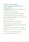 COMP 2 - Galen College&lowbar; Comprehensive Study Guide for Composition II&lowbar;Questions and Correct Answers &lpar;100&percnt; COMPLETE ANSWERS&rpar; ALREADY GRADED A&plus; &vert; 100&percnt; satisfaction guarantee with complete solutions&comma; &lpar;Latest update&rpar; 2025&sol;2026 GALEN COLLEGE OF NURSING