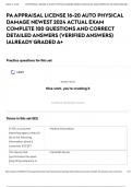 PA APPRAISAL LICENSE 16-20 AUTO PHYSICAL DAMAGE NEWEST 2024 ACTUAL EXAM COMPLETE 100 QUESTIONS AND CORRECT DETAILED ANSWERS &lpar;VERIFIED ANSWERS&rpar; &vert;ALREADY GRADED A&plus;