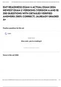 EMT READINESS EXAM 4 ACTUAL EXAM 2024 NEWEST EXAM 2 VERSIONS &lpar;VERSION A AND B&rpar; 350 QUESTIONS WITH DETAILED VERIFIED ANSWERS &lpar;100&percnt; CORRECT&rpar; &sol;ALREADY GRADED A&plus;