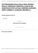 EMT READINESS FINAL EXAM 2024 NEWEST EXAM 2 VERSIONS &lpar;VERSION A AND B&rpar; 350 QUESTIONS WITH ACTUAL VERIFIED ANSWERS &lpar;100&percnt; CORRECT&rpar; &sol;ALREADY GRADED A&plus;