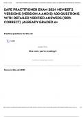 SAFE PRACTITIONER EXAM 2024 NEWEST 2 VERSIONS &lpar;VERSION A AND B&rpar; 400 QUESTIONS WITH DETAILED VERIFIED ANSWERS &lpar;100&percnt; CORRECT&rpar; &sol;ALREADY GRADED A&plus;