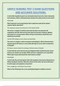 SIMPLE NURSING TEST 3 EXAM QUESTIONS  AND ACCURATE SOLUTIONS