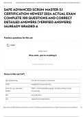 SAFE ADVANCED SCRUM MASTER 5&period;1 CERTIFICATION NEWEST 2024 ACTUAL EXAM COMPLETE 100 QUESTIONS AND CORRECT DETAILED ANSWERS &lpar;VERIFIED ANSWERS&rpar; &vert;ALREADY GRADED A