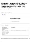 OSHA BASIC ORIENTATION PLUS EXAM 2024 NEWEST 180 QUESTIONS WITH DETAILED VERIFIED ANSWERS &lpar;100&percnt; CORRECT&rpar; &sol;A&plus; GRADE ASSURED
