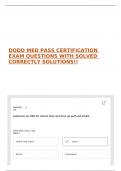 DODD MED PASS CERTIFICATION EXAM QUESTIONS WITH SOLVED CORRECTLY SOLUTIONS&excl;&excl;