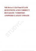 NH Driver's Ed Final EXAM QUESTIONS AND CORRECT DETAILED &sol; VERIFIED ANSWERS LATEST UPDATE