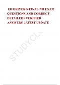 ED DRIVER'S FINAL NH EXAM QUESTIONS AND CORRECT DETAILED &sol; VERIFIED ANSWERS LATEST UPDATE